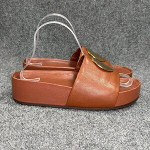 Tory Burch Patos Slide Sandals Women's Size 8.5 Brown Leather Summer Beach Pool